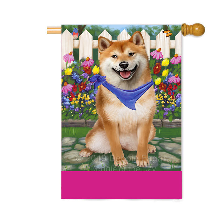 Personalized Spring Floral Shiba Inu Dog Custom House Flag FLG-DOTD-A63049
