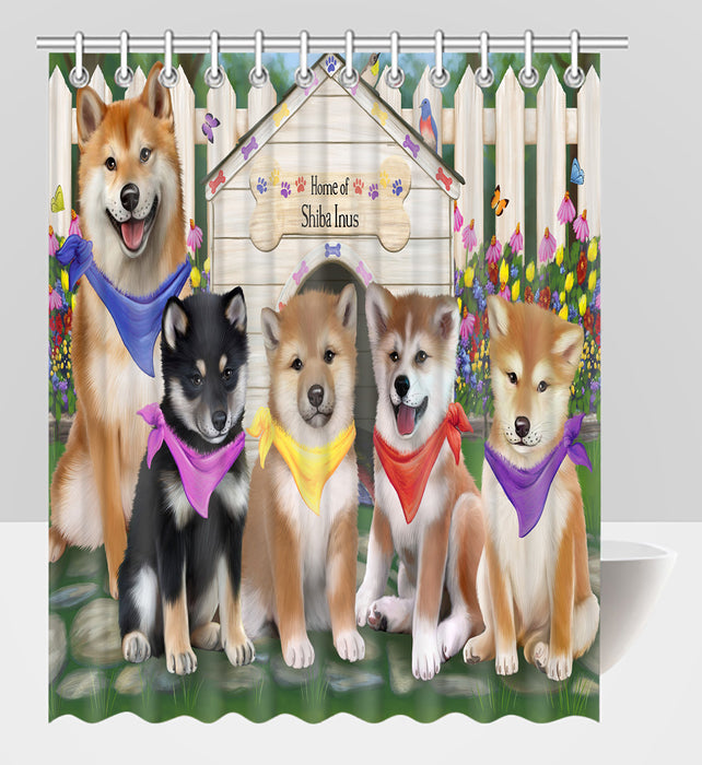 Spring Dog House Shiba Inu Dogs Shower Curtain