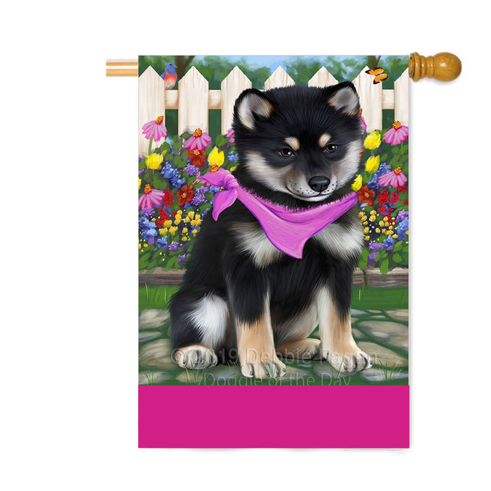 Personalized Spring Floral Shiba Inu Dog Custom House Flag FLG-DOTD-A63052