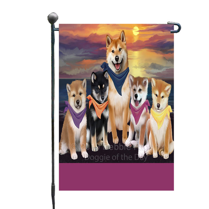 Personalized Family Sunset Portrait Shiba Inu Dogs Custom Garden Flags GFLG-DOTD-A60631