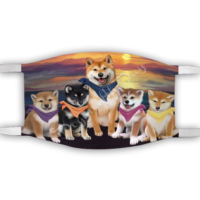 Family Sunset Shiba Inu Dogs Face Mask FM49236