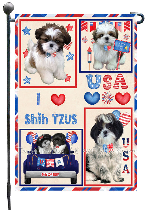 4th of July Independence Day I Love USA Shih Tzu Dogs Garden Flag GFLG66940