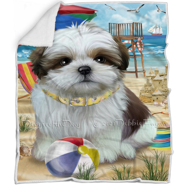 Pet Friendly Beach Shih Tzu Dog Blanket BLNKT66468