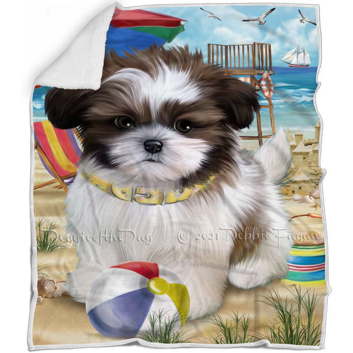 Pet Friendly Beach Shih Tzu Dog Blanket BLNKT66477