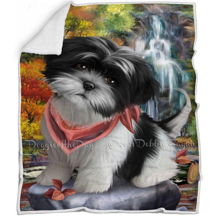 Scenic Waterfall Shih Tzu Dog Blanket BLNKT61230