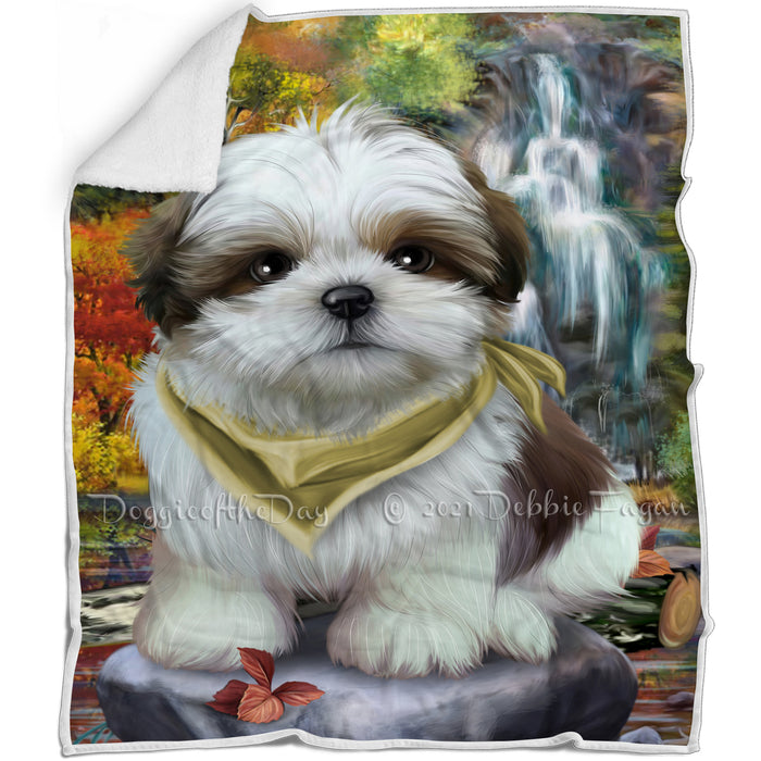 Scenic Waterfall Shih Tzu Dog Blanket BLNKT61239