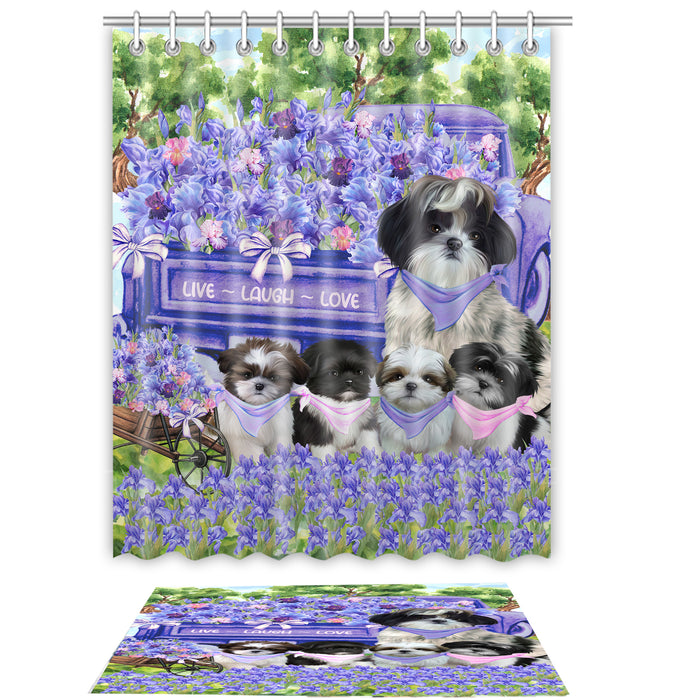 Shih Tzu Shower Curtain with Bath Mat Set: Explore a Variety of Designs, Personalized, Custom, Curtains and Rug Bathroom Decor, Dog and Pet Lovers Gift