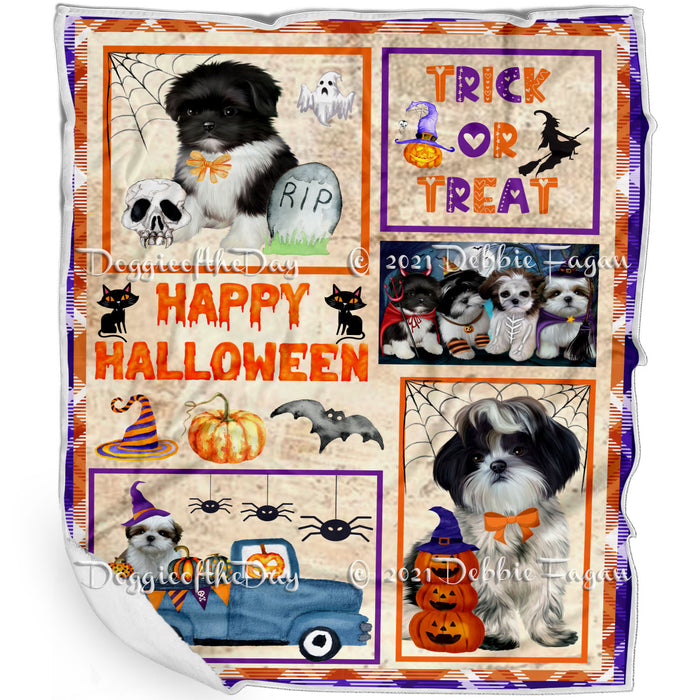Happy Halloween Trick or Treat Shih Tzu Dogs Blanket BLNKT143787
