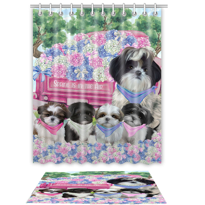 Shih Tzu Shower Curtain & Bath Mat Set, Custom, Explore a Variety of Designs, Personalized, Curtains with hooks and Rug Bathroom Decor, Halloween Gift for Dog Lovers
