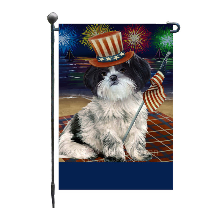Personalized 4th of July Firework Shih Tzu Dog Custom Garden Flags GFLG-DOTD-A58087