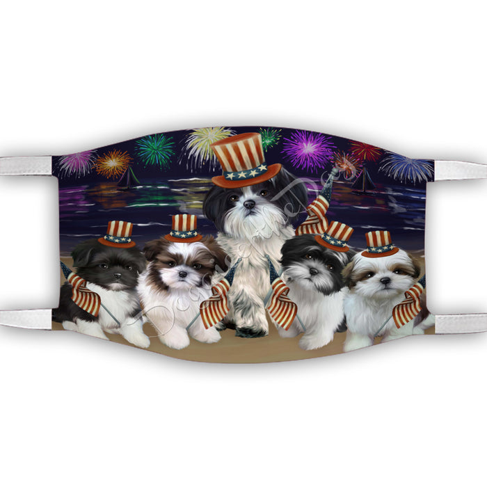 4th of July Independence Day Shih Tzu Dogs Face Mask FM49441