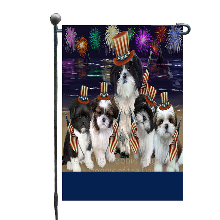 Personalized 4th of July Firework Shih Tzu Dogs Custom Garden Flags GFLG-DOTD-A58088