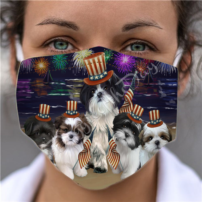 4th of July Independence Day Shih Tzu Dogs Face Mask FM49441