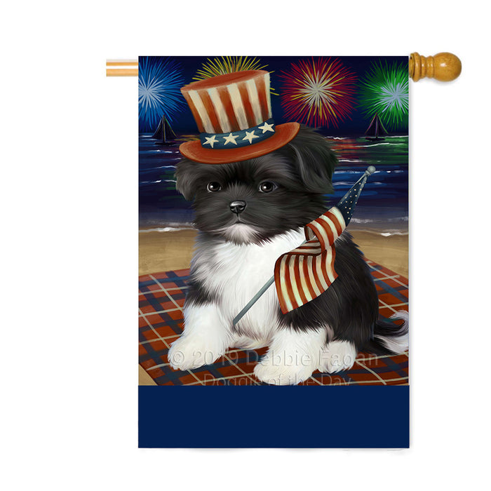 Personalized 4th of July Firework Shih Tzu Dog Custom House Flag FLG-DOTD-A58145