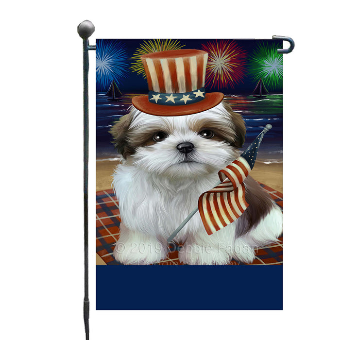 Personalized 4th of July Firework Shih Tzu Dog Custom Garden Flags GFLG-DOTD-A58090