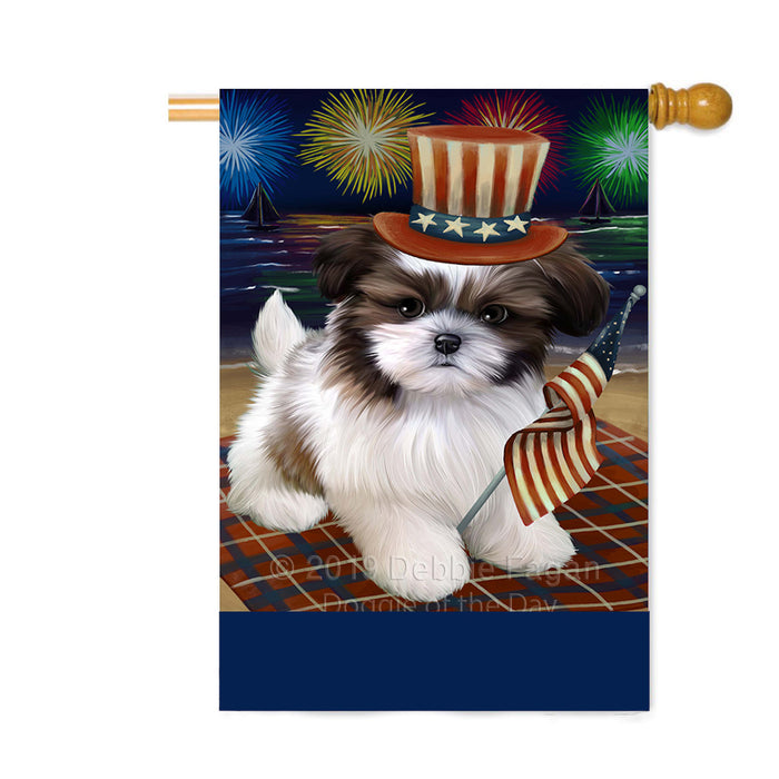 Personalized 4th of July Firework Shih Tzu Dog Custom House Flag FLG-DOTD-A58147