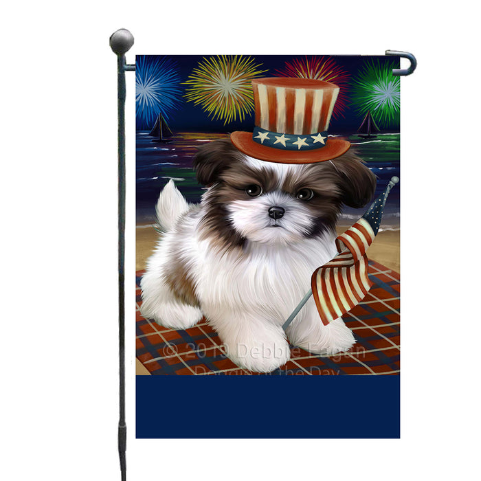 Personalized 4th of July Firework Shih Tzu Dog Custom Garden Flags GFLG-DOTD-A58091