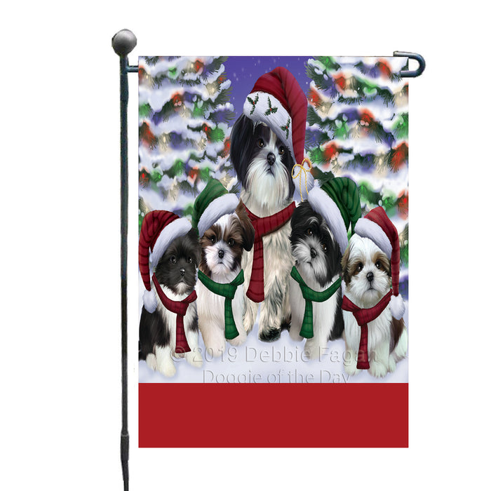 Personalized Christmas Happy Holidays Shih Tzu Dogs Family Portraits Custom Garden Flags GFLG-DOTD-A59149
