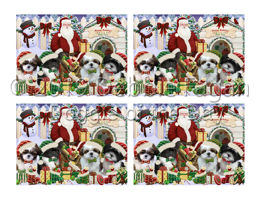 Happy Holidays Christmas Shih Tzu Dogs House Gathering Placemat
