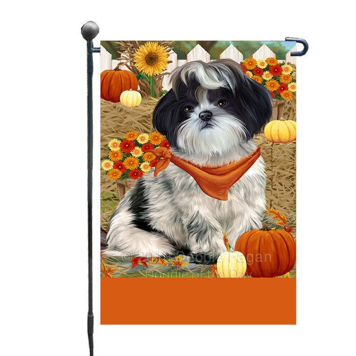Personalized Fall Autumn Greeting Shih Tzu Dog with Pumpkins Custom Garden Flags GFLG-DOTD-A62054