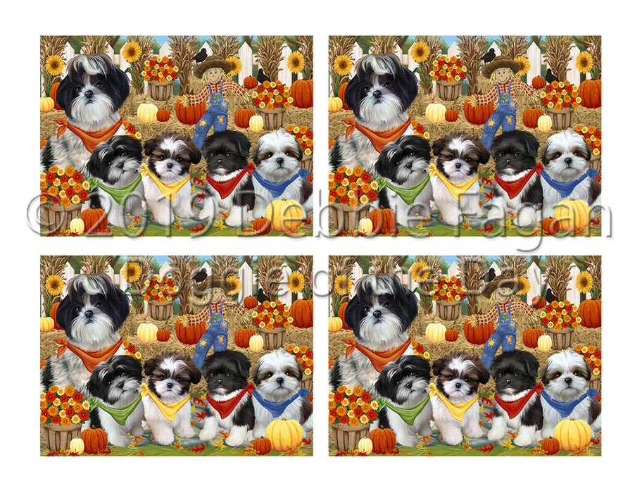 Fall Festive Harvest Time Gathering Shih Tzu Dogs Placemat
