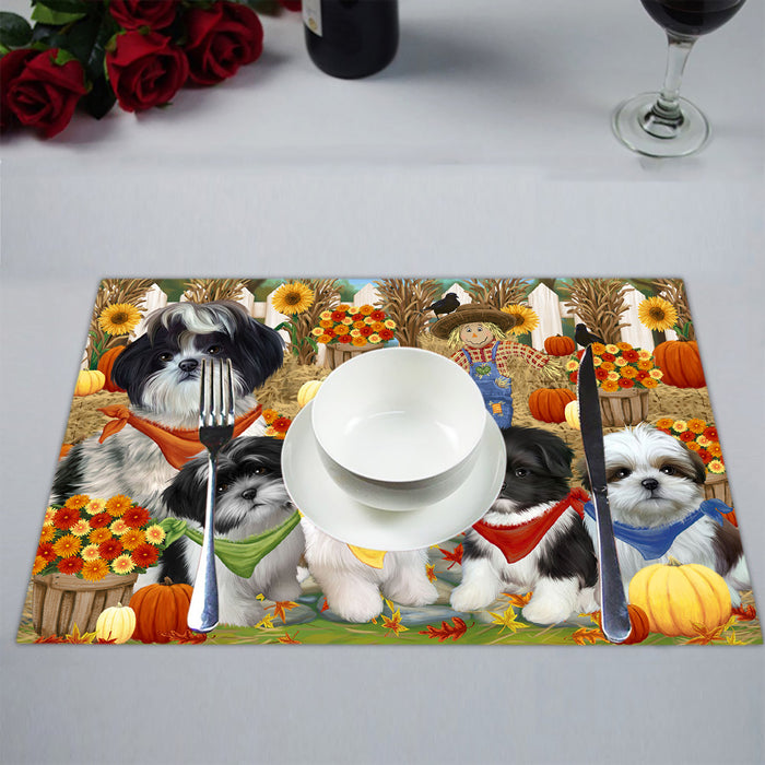 Fall Festive Harvest Time Gathering Shih Tzu Dogs Placemat