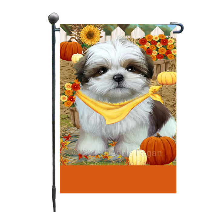 Personalized Fall Autumn Greeting Shih Tzu Dog with Pumpkins Custom Garden Flags GFLG-DOTD-A62056