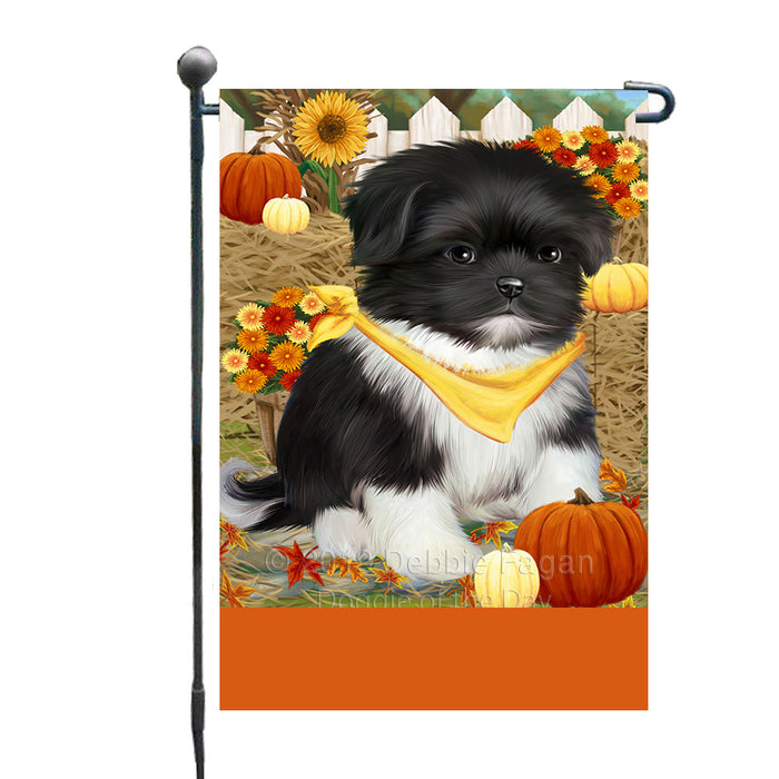 Personalized Fall Autumn Greeting Shih Tzu Dog with Pumpkins Custom Garden Flags GFLG-DOTD-A62058