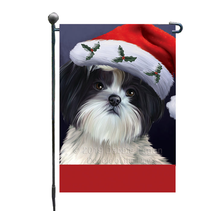 Personalized Christmas Holidays Shih Tzu Dog Wearing Santa Hat Portrait Head Custom Garden Flags GFLG-DOTD-A59859