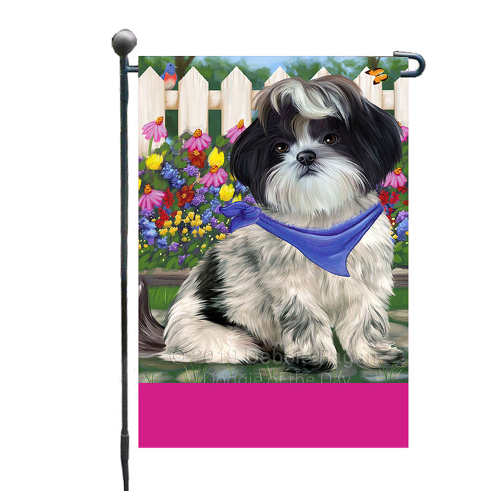 Personalized Spring Floral Shih Tzu Dog Custom Garden Flags GFLG-DOTD-A62997