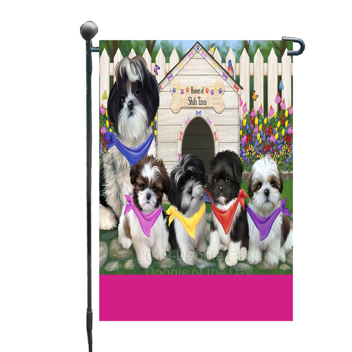 Personalized Spring Dog House Shih Tzu Dogs Custom Garden Flags GFLG-DOTD-A62998