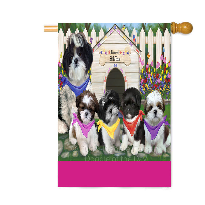 Personalized Spring Dog House Shih Tzu Dogs Custom House Flag FLG-DOTD-A63054