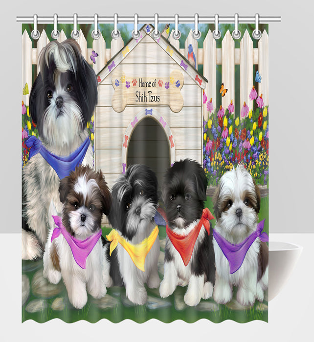 Spring Dog House Shih Tzu Dogs Shower Curtain