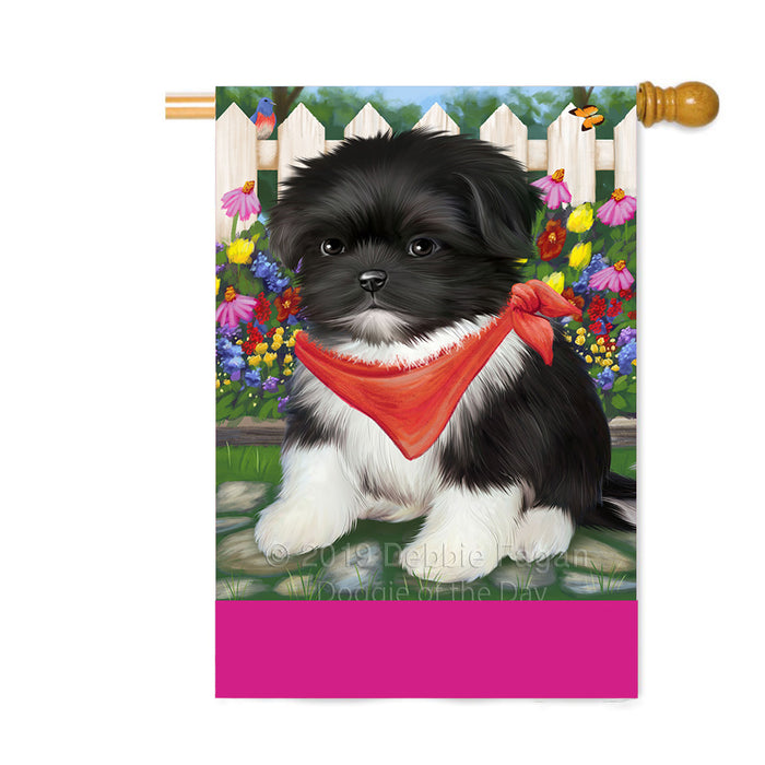 Personalized Spring Floral Shih Tzu Dog Custom House Flag FLG-DOTD-A63055