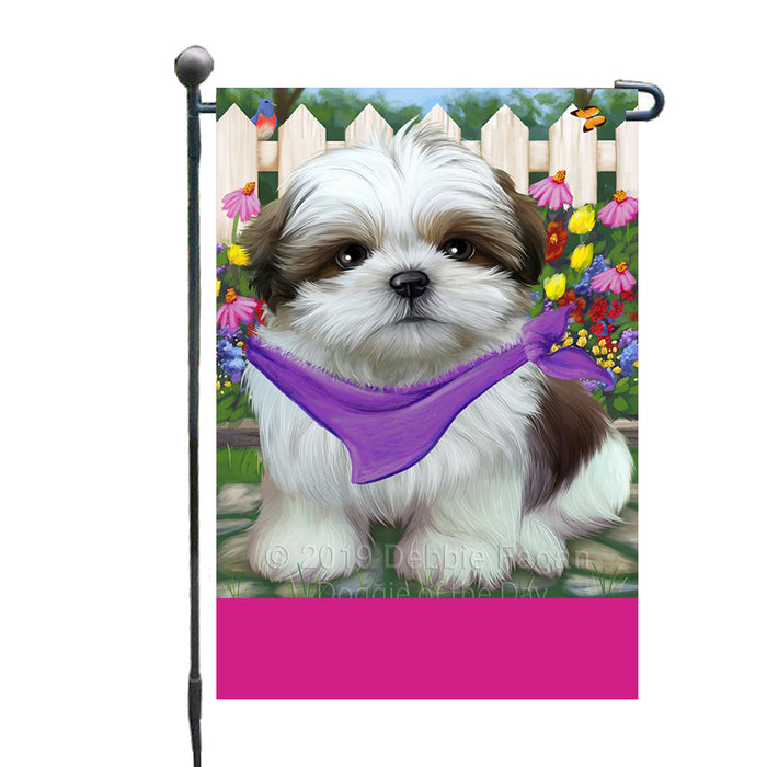 Personalized Spring Floral Shih Tzu Dog Custom Garden Flags GFLG-DOTD-A63000