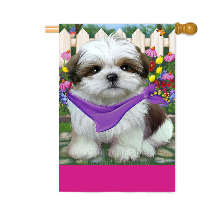 Personalized Spring Floral Shih Tzu Dog Custom House Flag FLG-DOTD-A63056