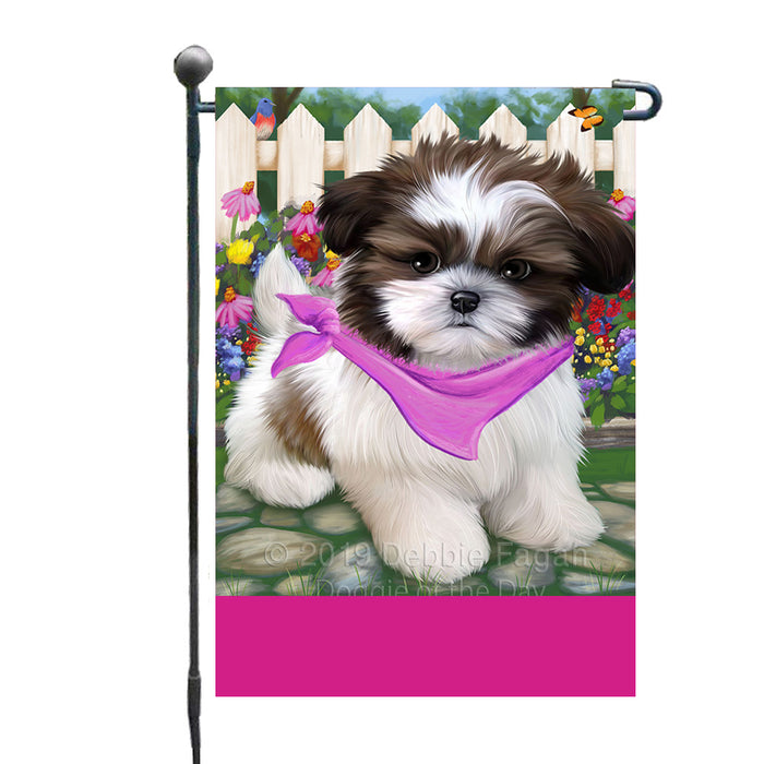 Personalized Spring Floral Shih Tzu Dog Custom Garden Flags GFLG-DOTD-A63001
