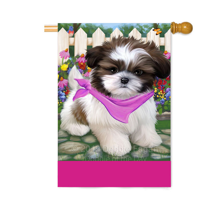 Personalized Spring Floral Shih Tzu Dog Custom House Flag FLG-DOTD-A63057