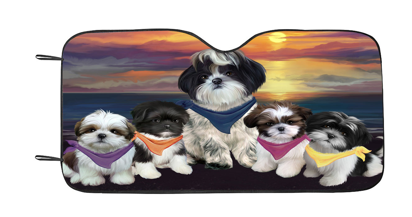Family Sunset Portrait Shih Tzu Dogs Car Sun Shade