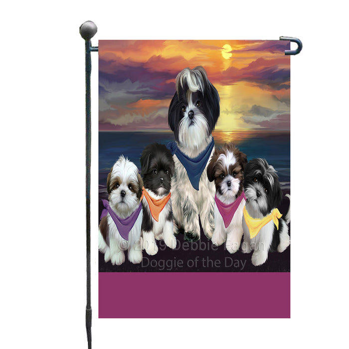 Personalized Family Sunset Portrait Shih Tzu Dogs Custom Garden Flags GFLG-DOTD-A60632