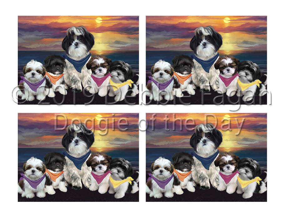 Family Sunset Portrait Shih Tzu Dogs Placemat