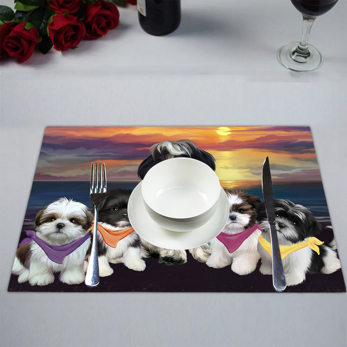 Family Sunset Portrait Shih Tzu Dogs Placemat