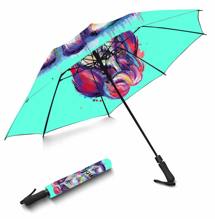 Custom Pet Name Personalized Watercolor Shih Tzu DogSemi-Automatic Foldable Umbrella