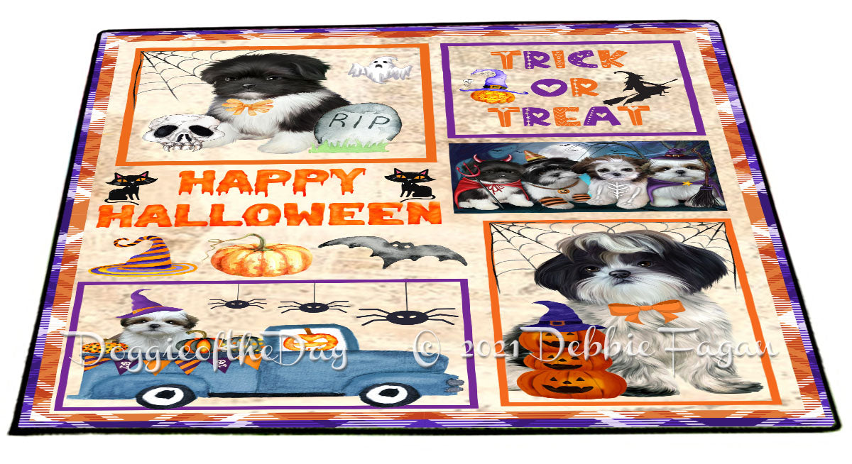 Happy Halloween Trick or Treat Shih Tzu Dogs Indoor/Outdoor Welcome Floormat - Premium Quality Washable Anti-Slip Doormat Rug FLMS58213