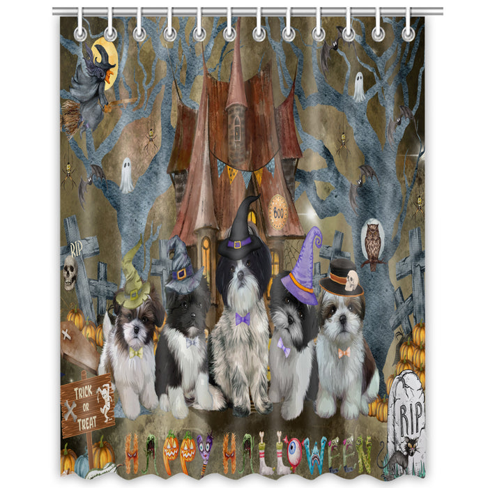 Shih Tzu Shower Curtain: Explore a Variety of Designs, Halloween Bathtub Curtains for Bathroom with Hooks, Personalized, Custom, Gift for Pet and Dog Lovers