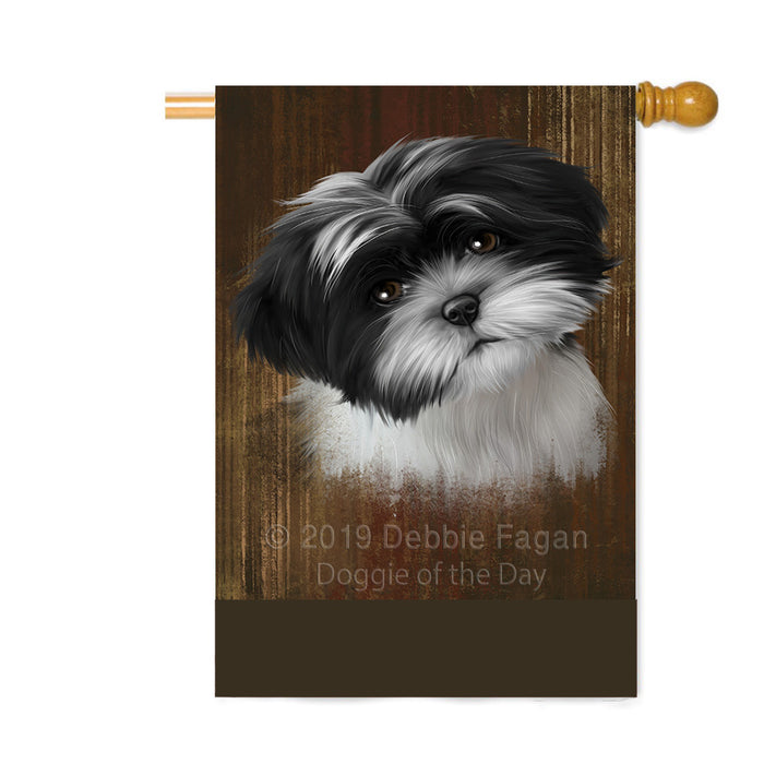 Personalized Rustic Shih Tzu Dog Custom House Flag FLG64713