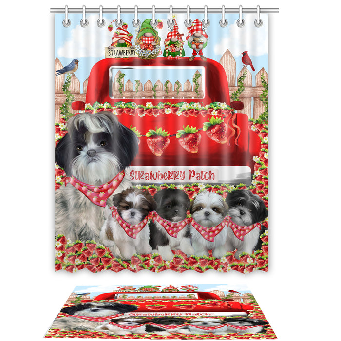 Shih Tzu Shower Curtain with Bath Mat Combo: Curtains with hooks and Rug Set Bathroom Decor, Custom, Explore a Variety of Designs, Personalized, Pet Gift for Dog Lovers
