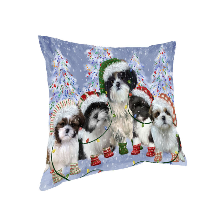 Christmas Lights and Shih Tzu Dogs Pillow with Top Quality High-Resolution Images - Ultra Soft Pet Pillows for Sleeping - Reversible & Comfort - Ideal Gift for Dog Lover - Cushion for Sofa Couch Bed - 100% Polyester
