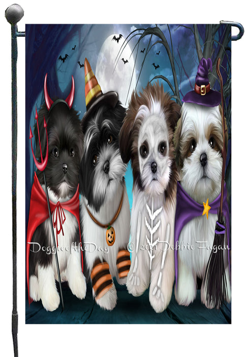 Happy Halloween Trick or Treat Shih Tzu Dogs Garden Flags- Outdoor Double Sided Garden Yard Porch Lawn Spring Decorative Vertical Home Flags 12 1/2"w x 18"h