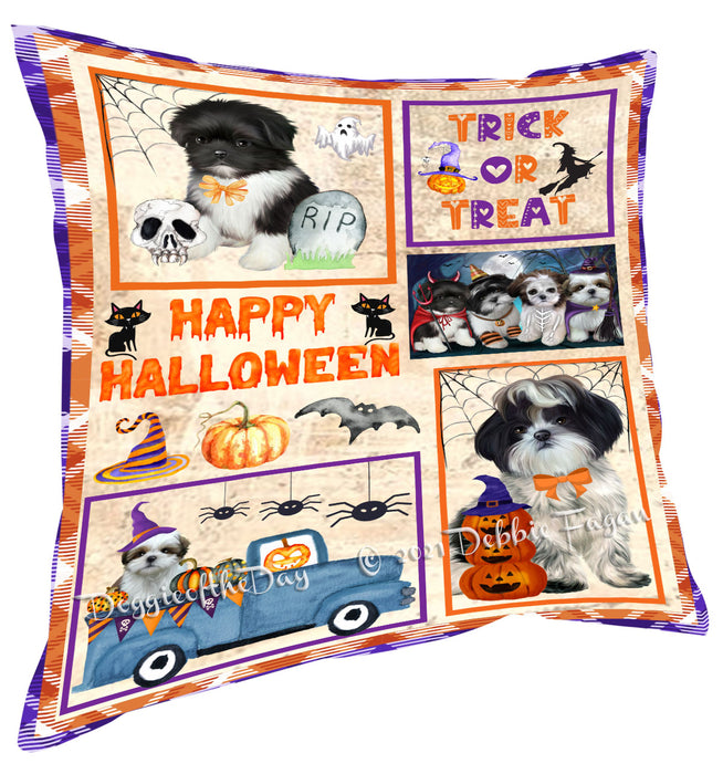 Happy Halloween Trick or Treat Shih Tzu Dogs Pillow with Top Quality High-Resolution Images - Ultra Soft Pet Pillows for Sleeping - Reversible & Comfort - Ideal Gift for Dog Lover - Cushion for Sofa Couch Bed - 100% Polyester, PILA88372